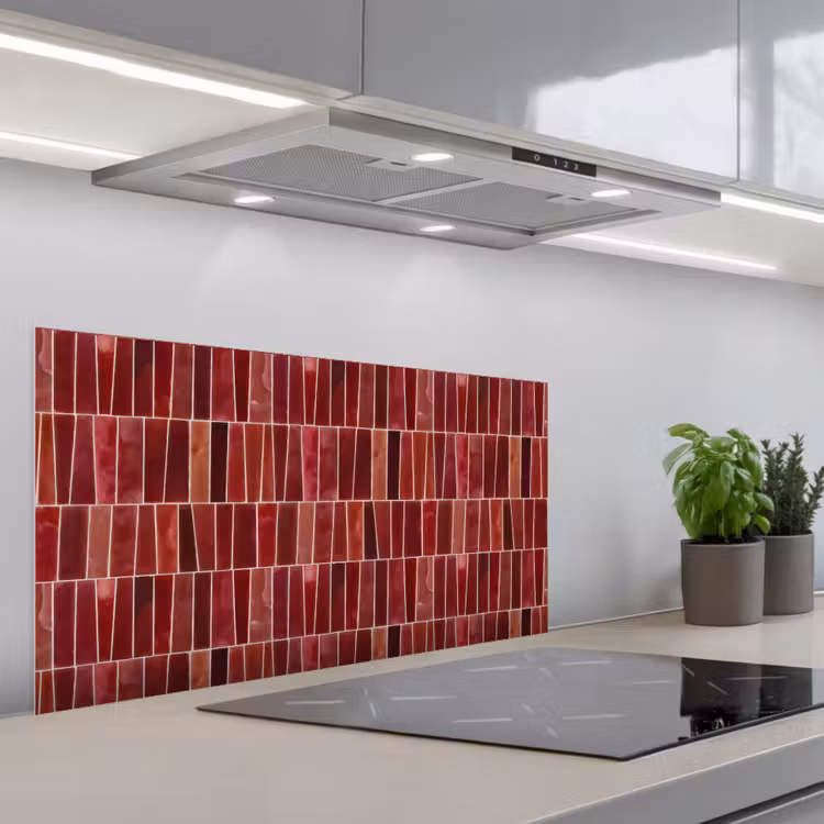 Tegels - Modern - Structuur - Dieprood keuken achterwand spatscherm middel 899 -3d_schuin