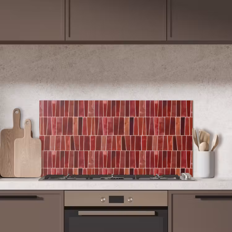 Tegels - Modern - Structuur - Dieprood keuken achterwand spatscherm middel 899 -sfeer2