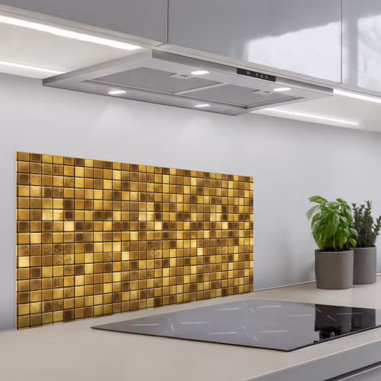 Tegels - Mozaïek - Luxe - Warm Goud keuken achterwand spatscherm middel 899 -3d_schuin