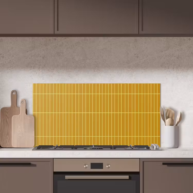Tegels - Verticaal - Mosterdgeel keuken achterwand spatscherm middel 899 -sfeer2