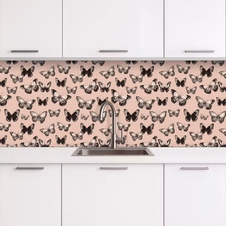 Tijdloos - Vlinders - Perzik keuken achterwand 2 groot 857 -3d