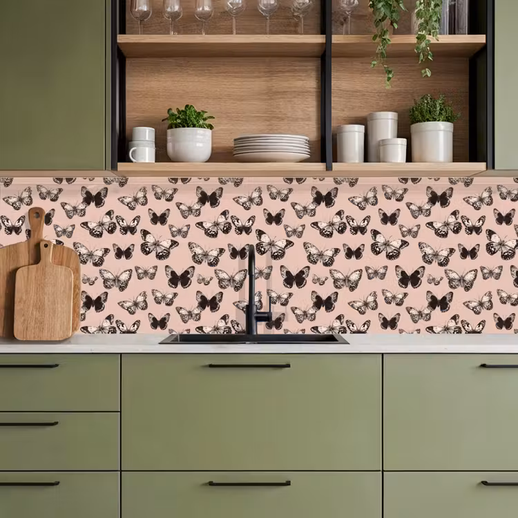 Tijdloos - Vlinders - Perzik keuken achterwand 2 groot 857 -sfeer3