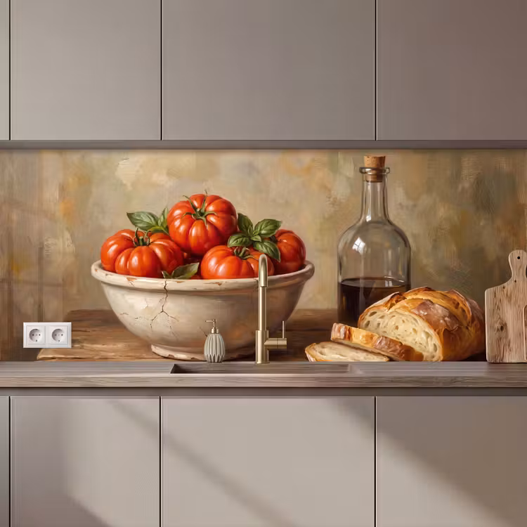 Kitchen Wall Splashback - Tomatoes - Bowl - Food - Tomaten - Kom - Eten keuken achterwand 2 middel zz_3dshopping