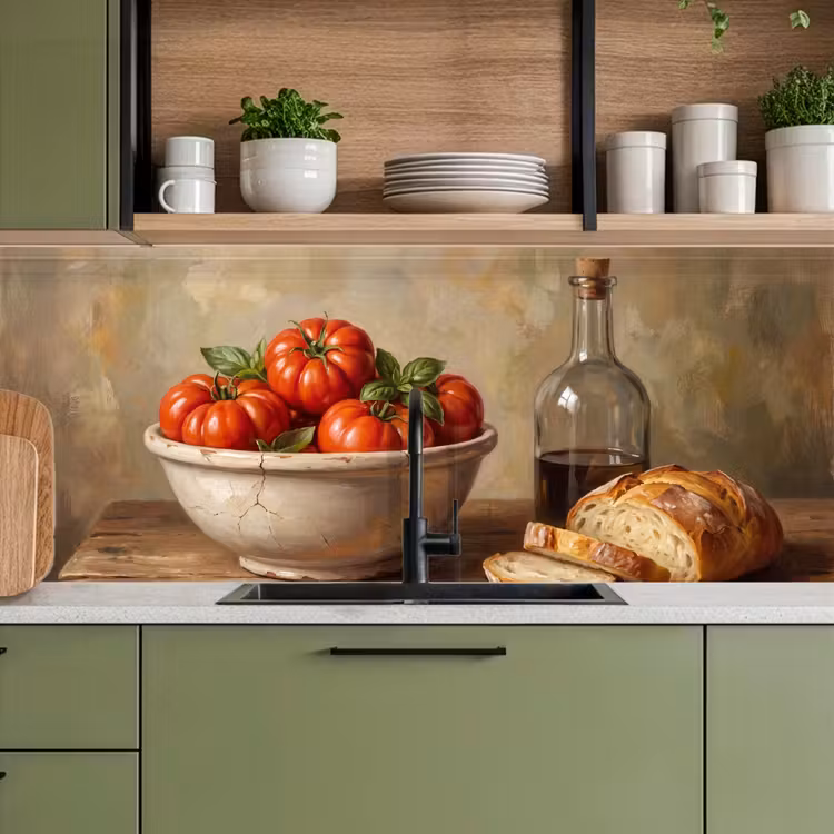 Kitchen Wall Splashback - Tomatoes - Bowl - Food - Tomaten - Kom - Eten keuken achterwand 2 middel