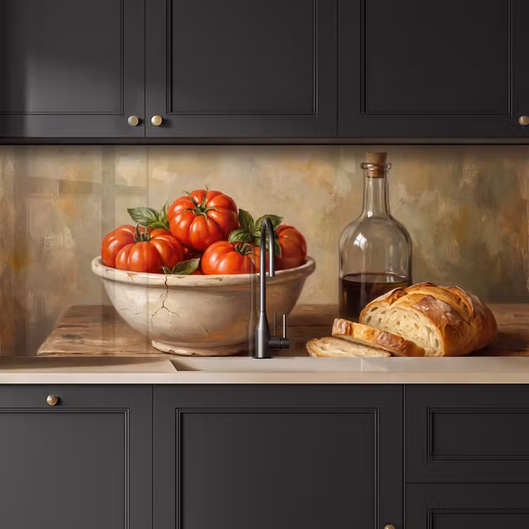Kitchen Wall Splashback - Tomatoes - Bowl - Food - Tomaten - Kom - Eten keuken achterwand 2 middel