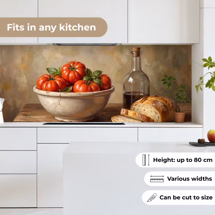 Kitchen Wall Splashback - Tomatoes - Bowl - Food - Tomaten - Kom - Eten keuken achterwand 2 middel