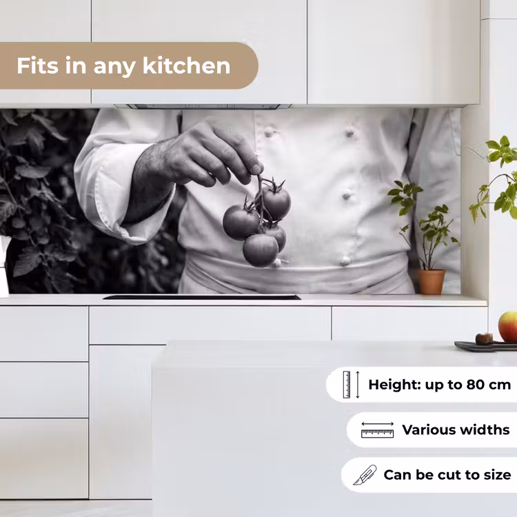 Tomaten - Chef - Zwart - Wit keuken achterwand 2 middel -sfeer4_UK