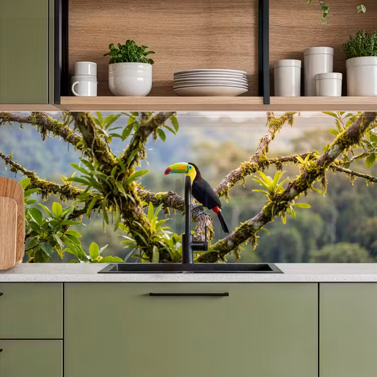 Toekan - Jungle - Natuur - Kleurrijk keuken achterwand 2 middel -sfeer3