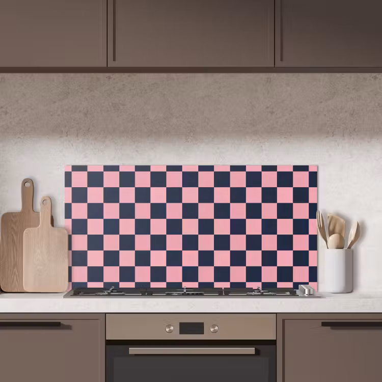 Traditioneel - Patroon - Blauw - Roze keuken achterwand spatscherm middel 899 -sfeer2