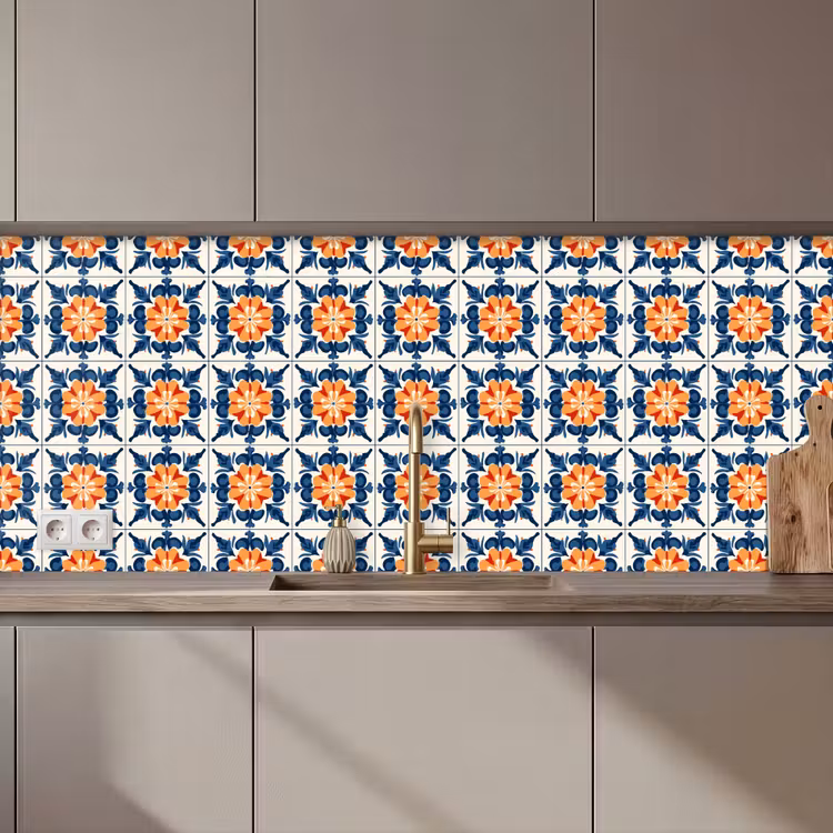 Traditioneel - Tegel - Oranje keuken achterwand 2 middel 871 zz_3dshopping