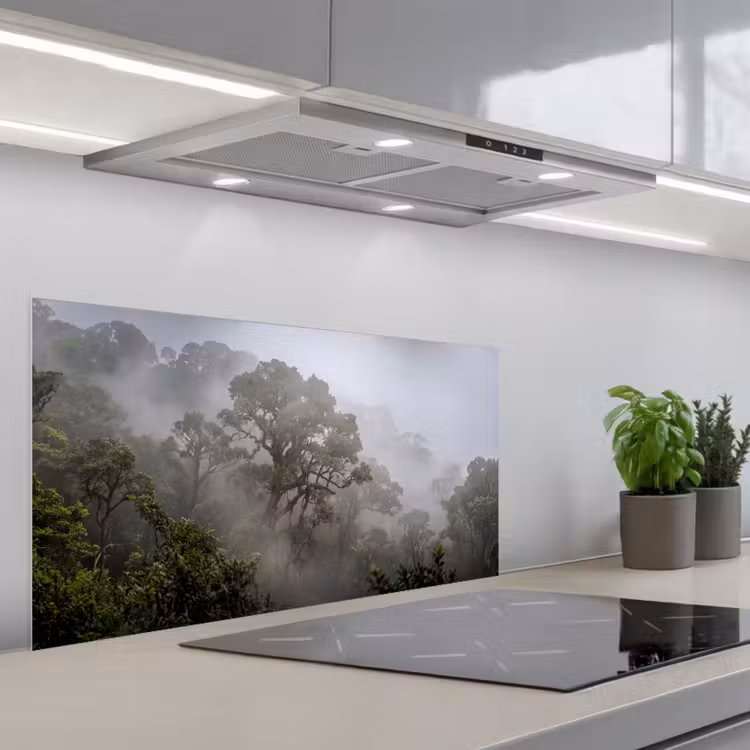 Boom - Mistig - Bos - Groen - Natuur keuken achterwand spatscherm middel -3d_schuin