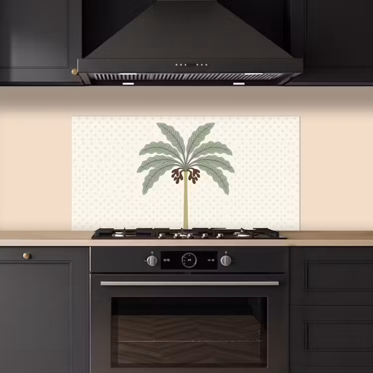 Boom - Bladeren - Groen - Decoratief - Beige keuken achterwand spatscherm middel -sfeer1