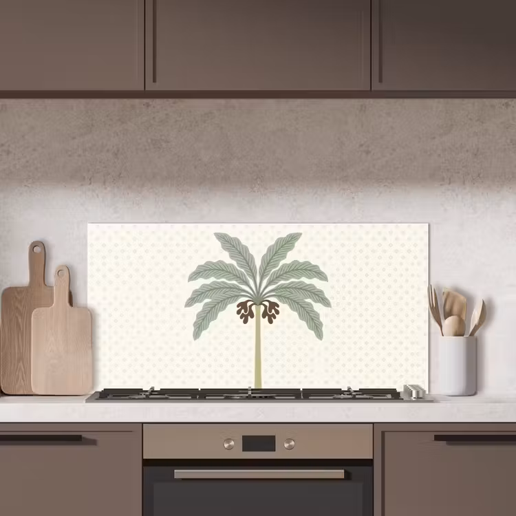 Boom - Bladeren - Groen - Decoratief - Beige keuken achterwand spatscherm middel -sfeer2