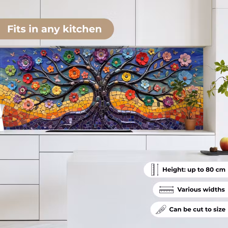 Levensboom - Mozaïek - Bloemen - Kleurrijk - Vrolijk keuken achterwand 2 middel -sfeer4_UK