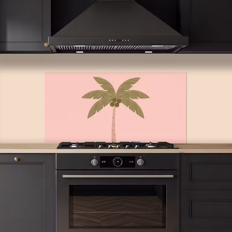 Boom - Palm - Natuur - Illustratie - Roze keuken achterwand spatscherm middel -sfeer1