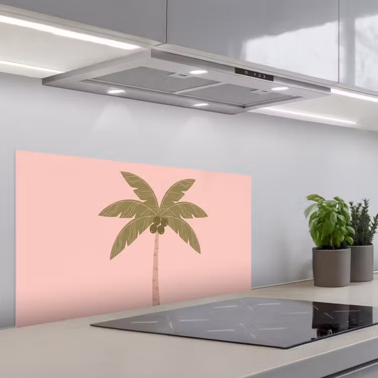 Boom - Palm - Natuur - Illustratie - Roze keuken achterwand spatscherm middel -3d_schuin