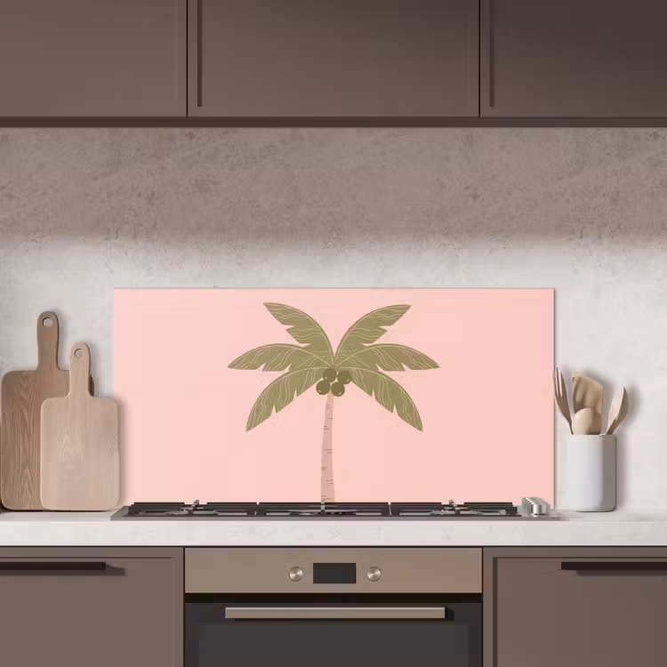 Boom - Palm - Natuur - Illustratie - Roze keuken achterwand spatscherm middel -sfeer2