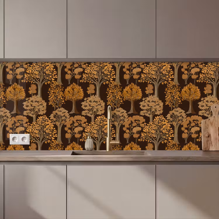 Bomen - Patroon - Bruin keuken achterwand 2 middel 871 zz_3dshopping