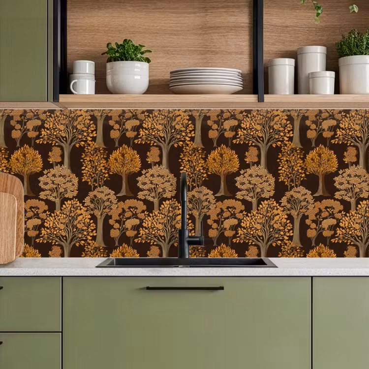 Bomen - Patroon - Bruin keuken achterwand 2 middel 871 -sfeer3