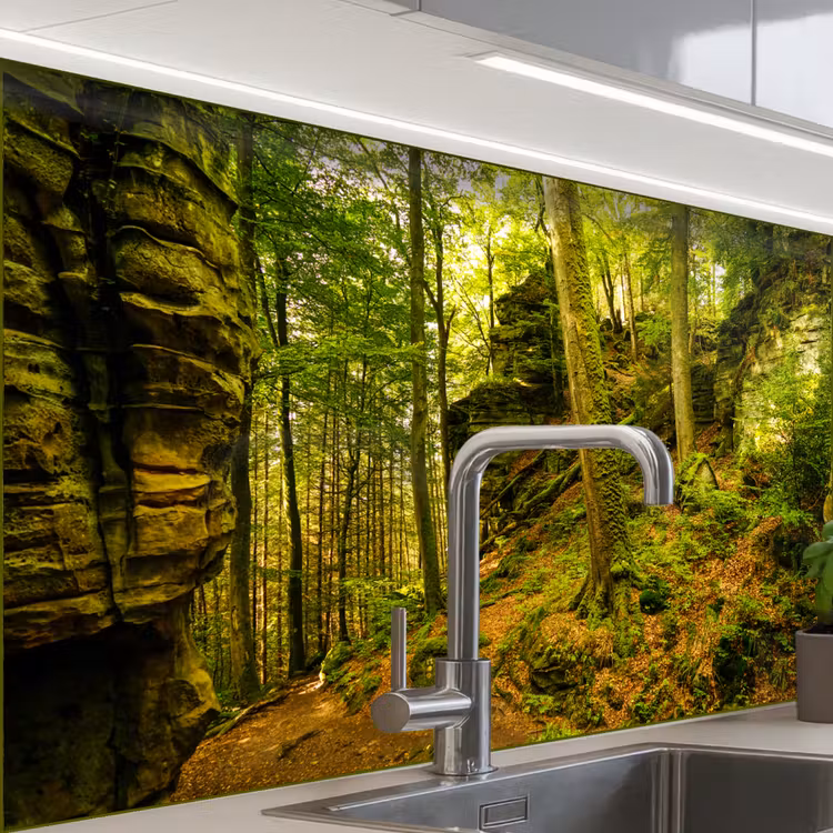 Bomen - Steen - Bos - Natuur - Planten keuken achterwand sample klein -zzzz3d_schuin