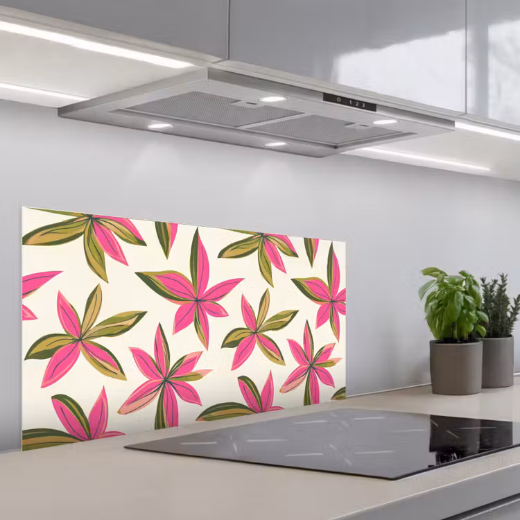 Tropisch - Bloem - Roze keuken achterwand spatscherm middel 899 -3d_schuin