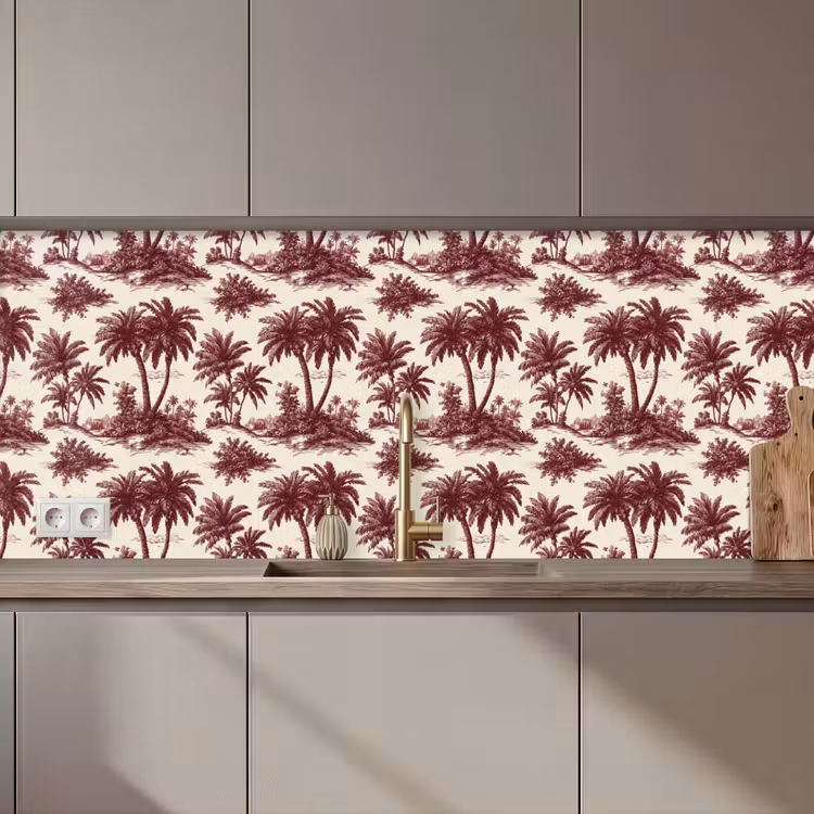 Tropisch - Geometrisch - Bordeauxrood keuken achterwand 2 middel 871 zz_3dshopping