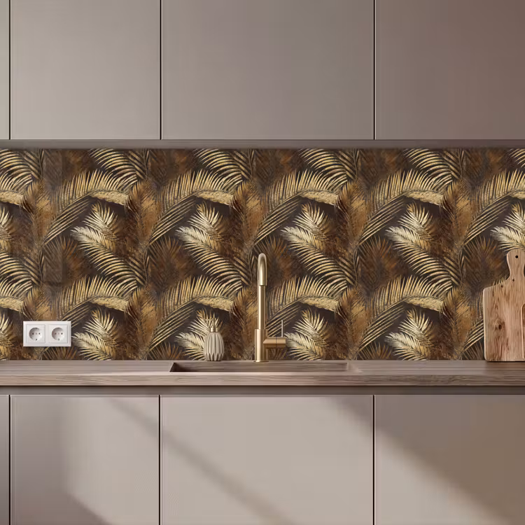 Tropisch - Bladeren - Goud keuken achterwand 2 middel 871 zz_3dshopping