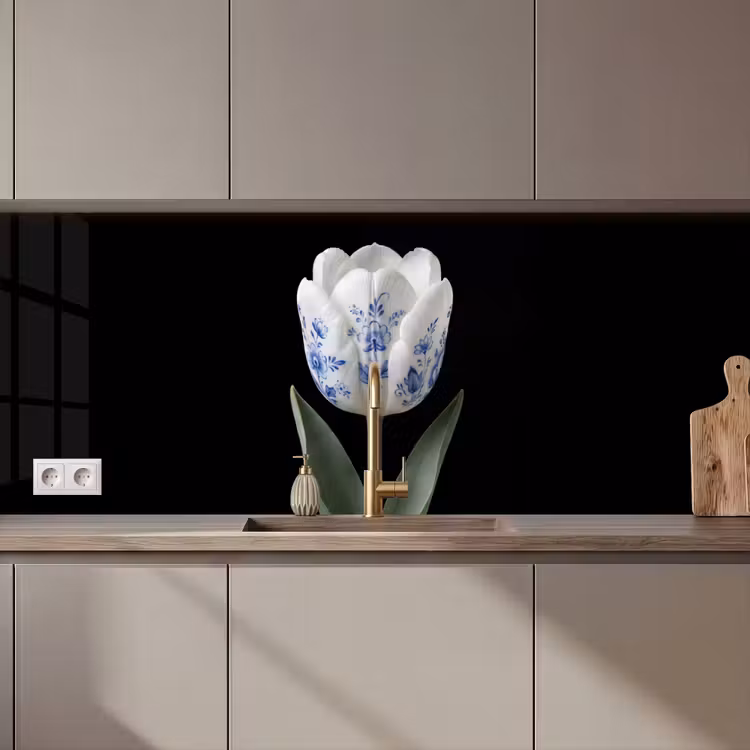 Tulp - Patroon - Blauw keuken achterwand 2 middel zz_3dshopping
