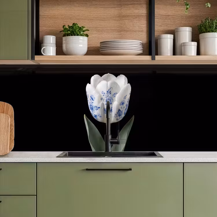 Tulp - Patroon - Blauw keuken achterwand 2 middel -sfeer3