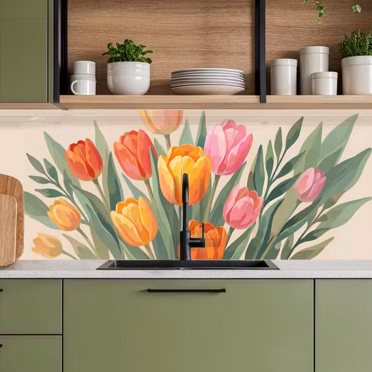 Tulpen - Abstract - Kleurrijk keuken achterwand 2 middel -sfeer3