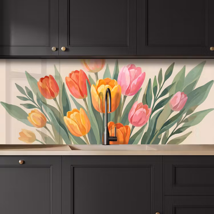 Tulpen - Abstract - Kleurrijk keuken achterwand 2 middel -sfeer1