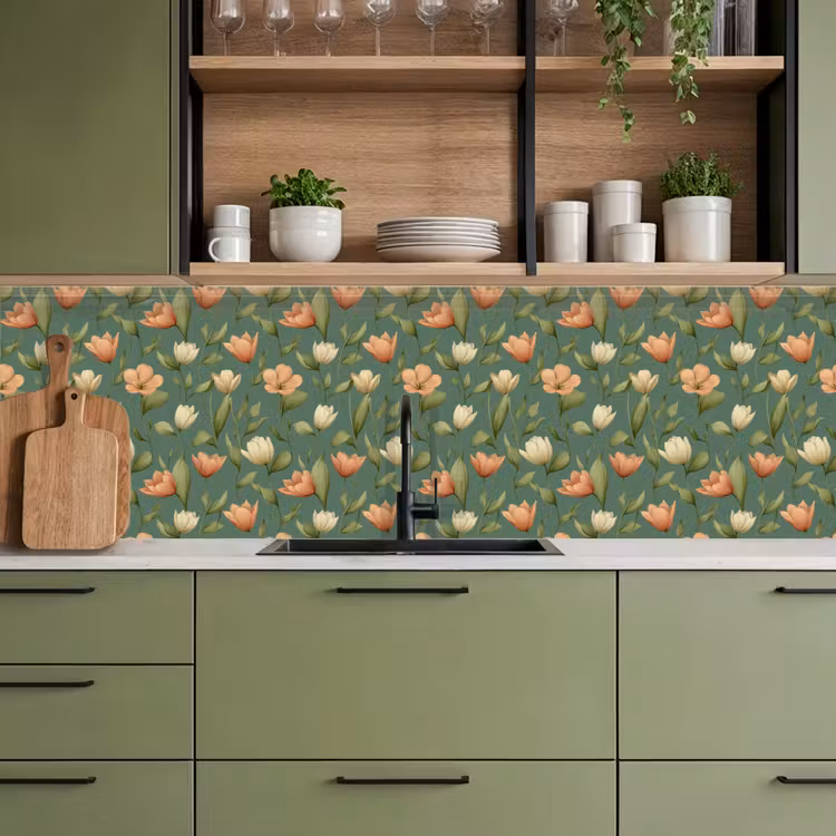Tulpen - Botanisch - Groen keuken achterwand 2 groot 857 -sfeer3
