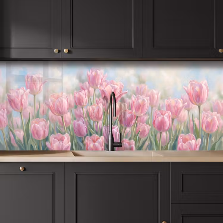 Tulpen - Veld - Lente - Roze keuken achterwand 2 middel -sfeer1