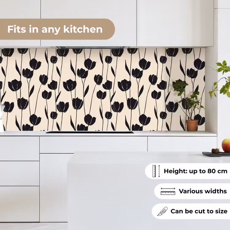 Tulpen - Patroon - Zwart keuken achterwand 2 middel 871 -sfeer4_UK