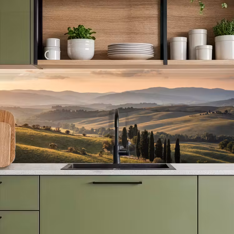 Toscaans - Landschap - Heuvels keuken achterwand 2 middel -sfeer3