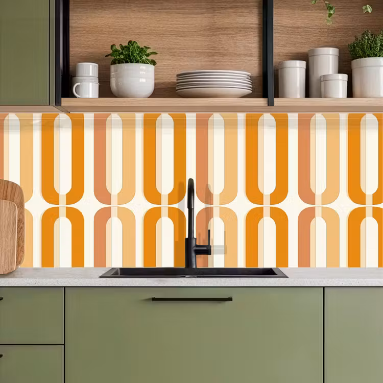 U-vorm - Retro - Oranje keuken achterwand 2 middel 871 -sfeer3