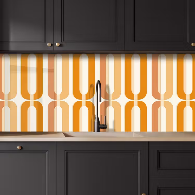 U-vorm - Retro - Oranje keuken achterwand 2 middel 871 -sfeer1