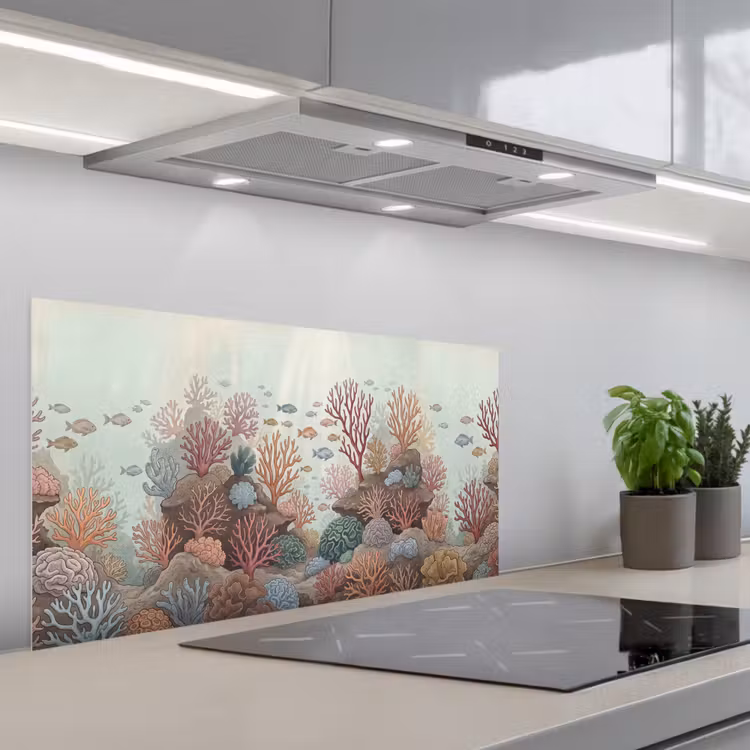 Onderwater - Koraal - Vis - Natuur keuken achterwand spatscherm middel -3d_schuin