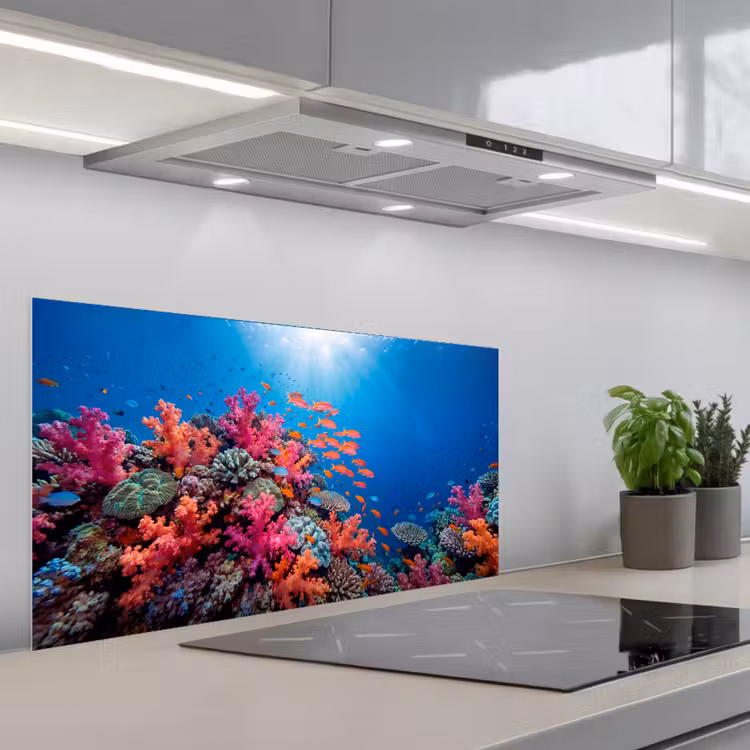 Onderwater - Koraalrif - Vissen - Oceaan - Natuur keuken achterwand spatscherm middel -3d_schuin