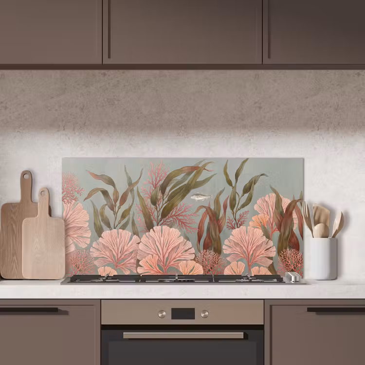 Onderwater - Planten - Vis - Vintage - Groen keuken achterwand spatscherm middel -sfeer2