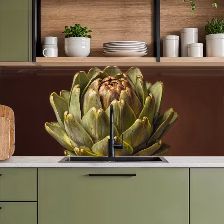 Kitchen Wall Splashback - Vegetable - Artichoke - Green - Groente - Artisjok - Groen keuken achterwand 2 middel