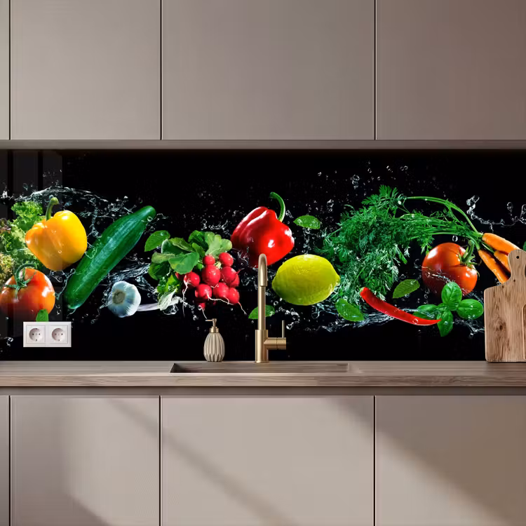 Groente - Splash - Zwart keuken achterwand 2 middel zz_3dshopping