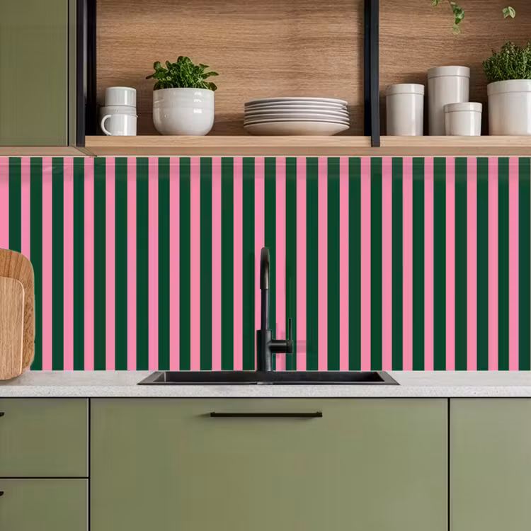 Verticale strepen - Groen - Roze keuken achterwand 2 middel 871 -sfeer3