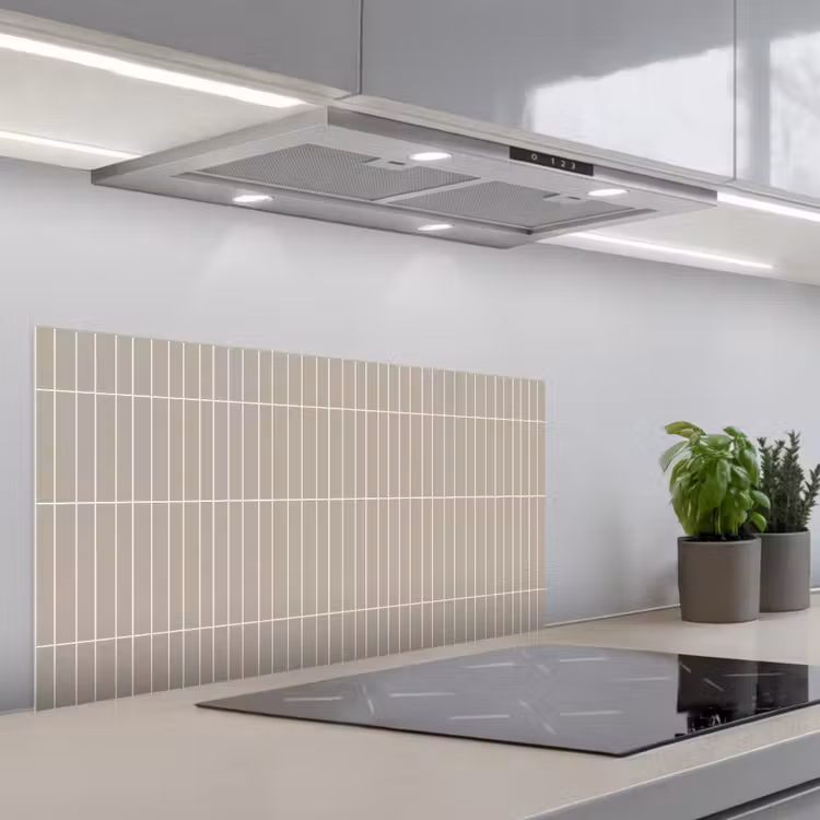 Verticaal - Wandtegel - Licht Beige keuken achterwand spatscherm middel 899 -3d_schuin