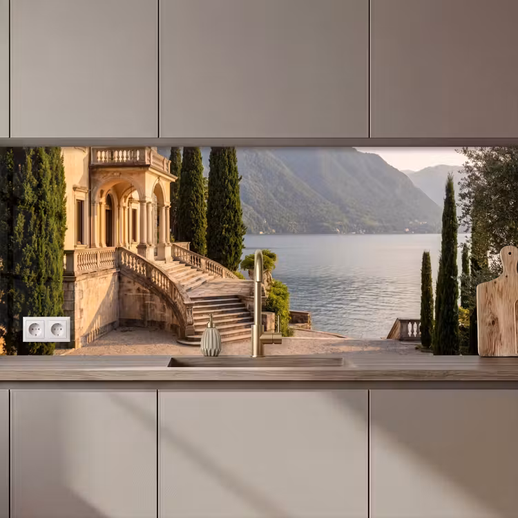 Kitchen Wall Splashback - Villa - Water - Stairs - Villa - water -trappen keuken achterwand 2 middel zz_3dshopping