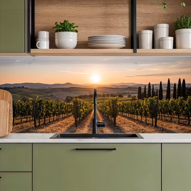 Wijngaard - Zonsondergang - Landschap keuken achterwand 2 middel -sfeer3