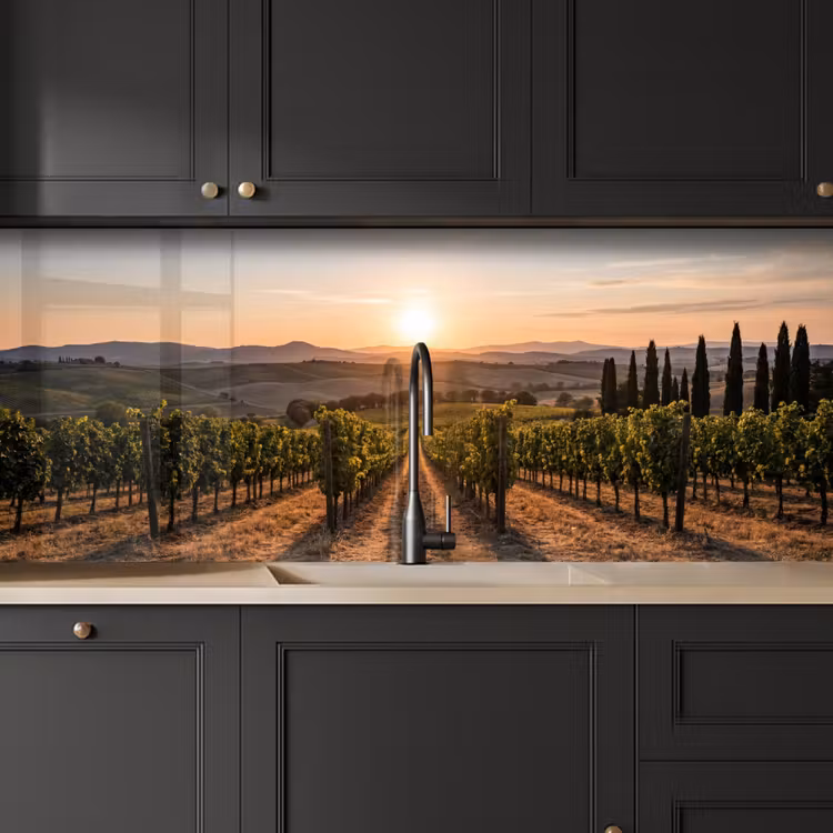Wijngaard - Zonsondergang - Landschap keuken achterwand 2 middel -sfeer1
