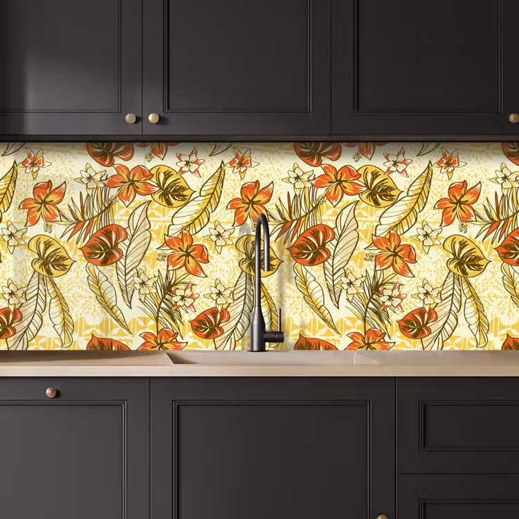 Vintage - Bloemen - Bladeren - Hawaii - Patroon keuken achterwand 2 middel 871 -sfeer1