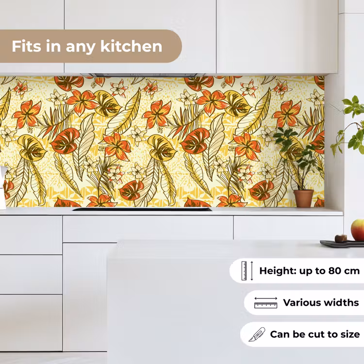 Vintage - Bloemen - Bladeren - Hawaii - Patroon keuken achterwand 2 middel 871 -sfeer4_UK