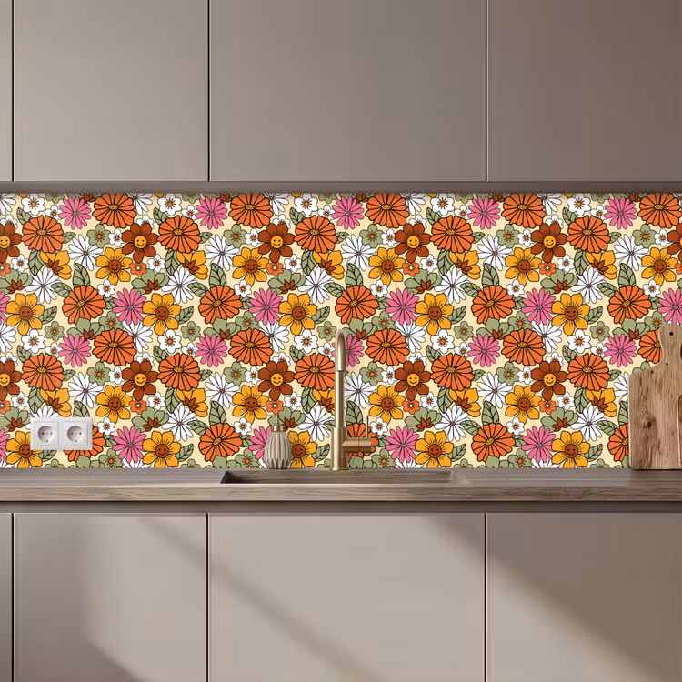 Vintage - Bloemen - Patronen keuken achterwand 2 middel 871 zz_3dshopping